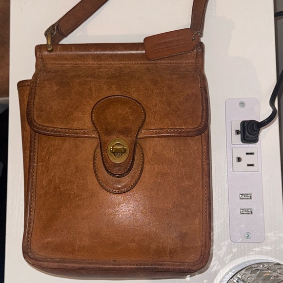 Vintage coach murphy crossbody bag British tan leather flap purse - Picture 8 of 16